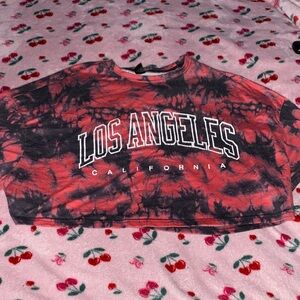 Red and Black Tie-Dye Los Angeles Crop Top